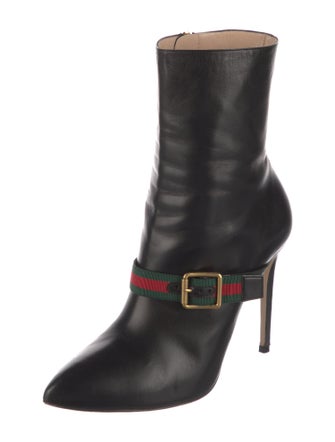 Gucci Web Accent Leather Sock Boots