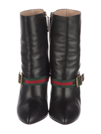 Gucci Web Accent Leather Sock Boots