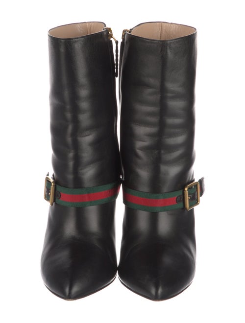 Gucci Web Accent Leather Sock Boots
