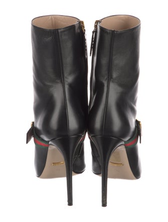Gucci Web Accent Leather Sock Boots