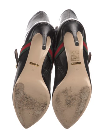 Gucci Web Accent Leather Sock Boots