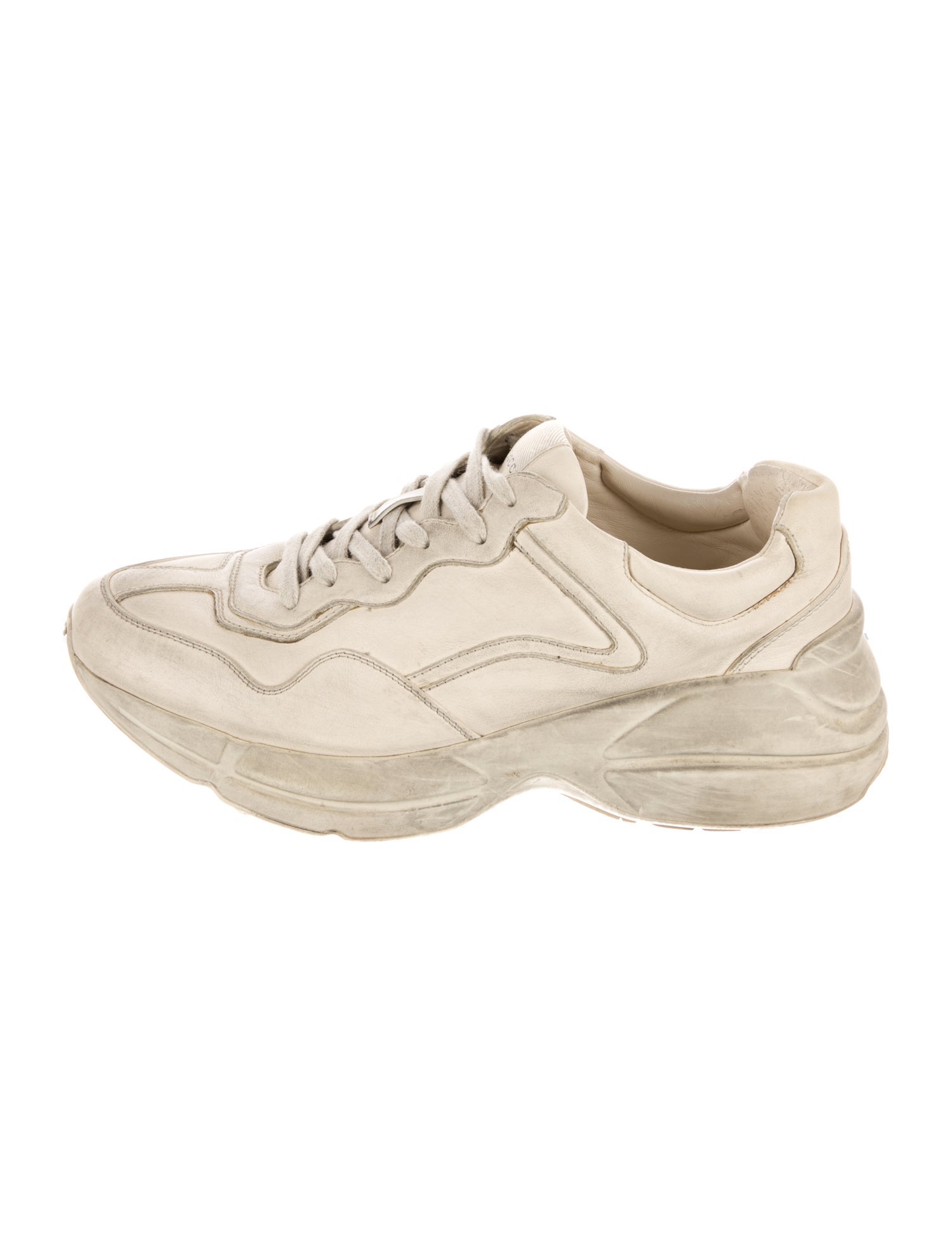 Gucci Leather Distressed Accents Chunky Sneakers