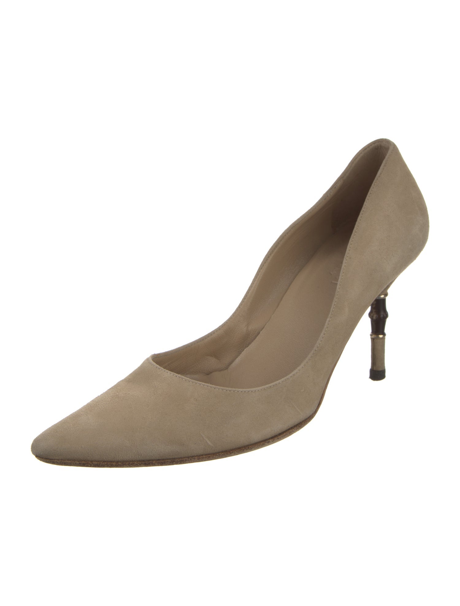 Gucci Bamboo Accent Suede Pumps