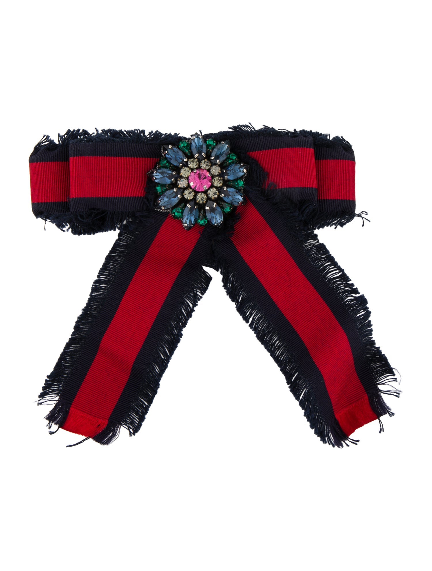 Gucci Crystal & Grosgrain Bow Brooch