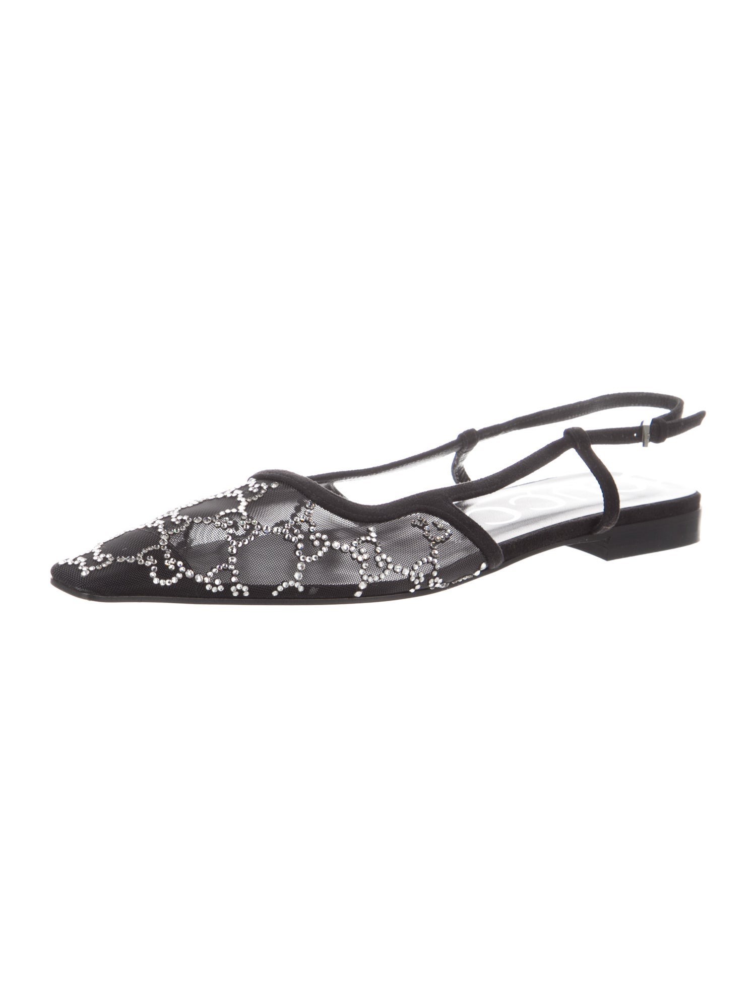 Gucci Mesh Lace Pattern Slingback Flats