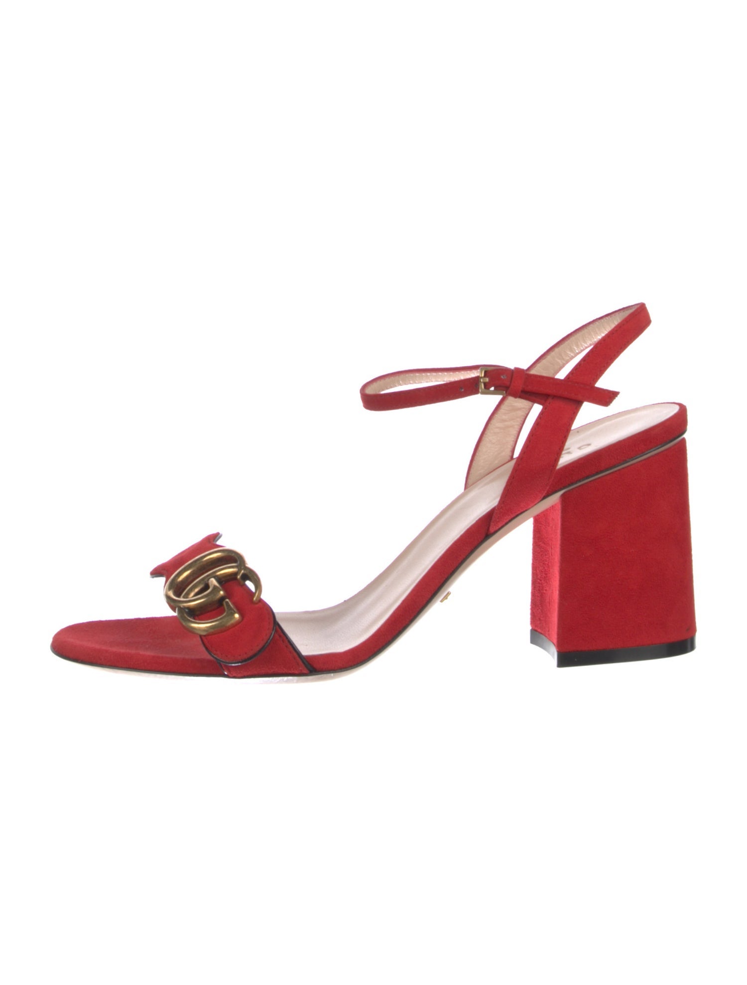 Gucci Double G Logo Suede Sandals