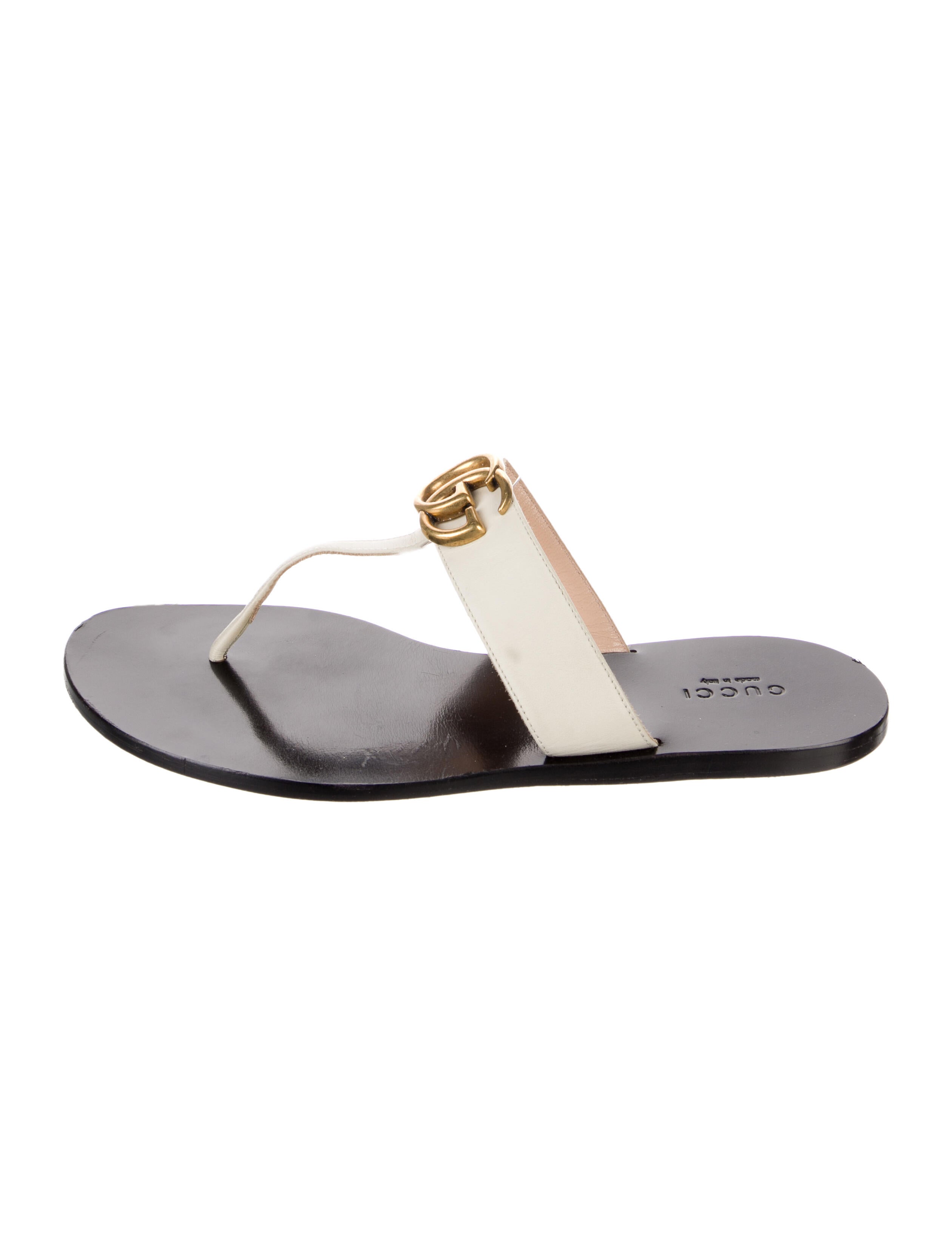 Gucci Double G Logo Leather Slides