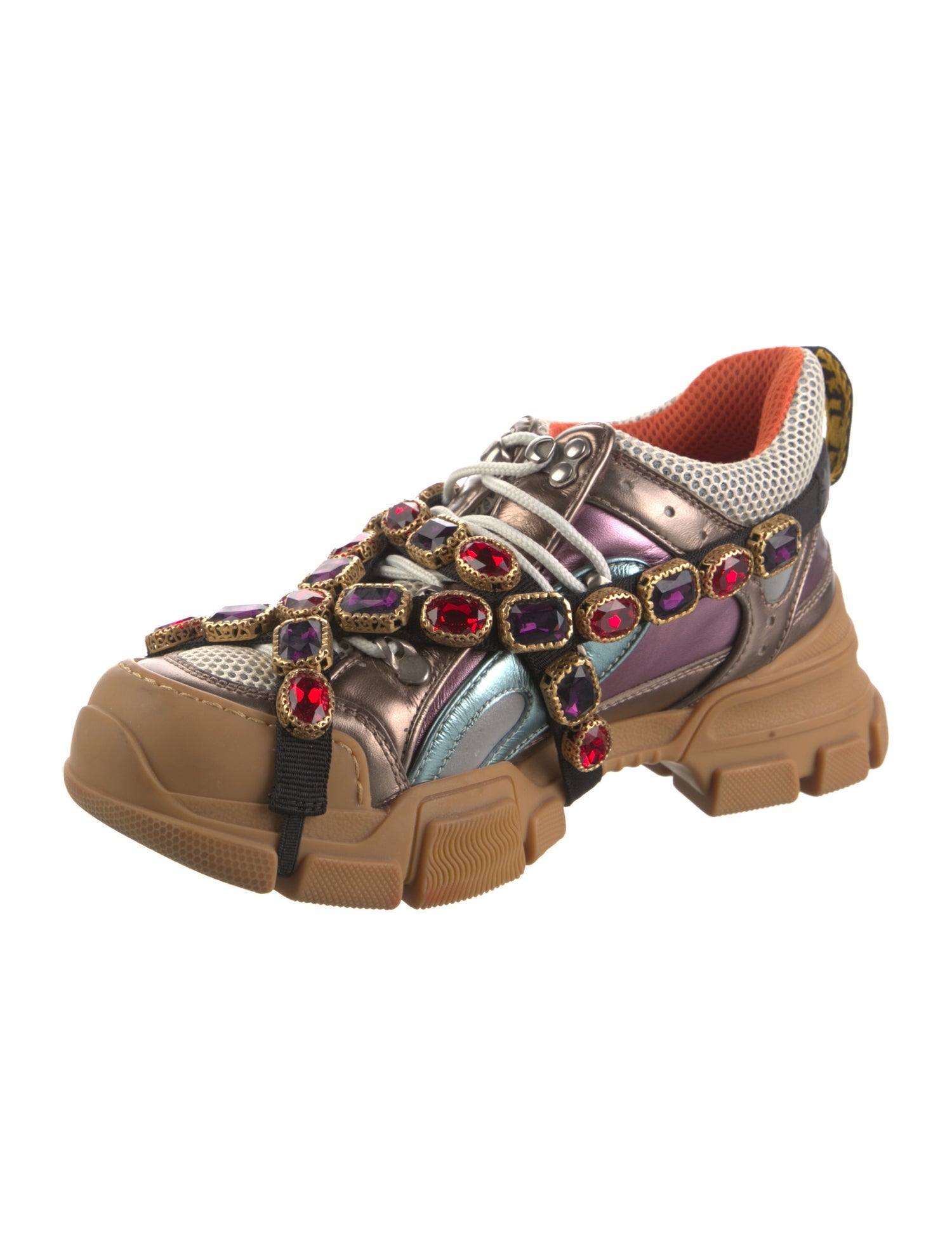 Gucci Leather Colorblock Pattern Chunky Sneakers
