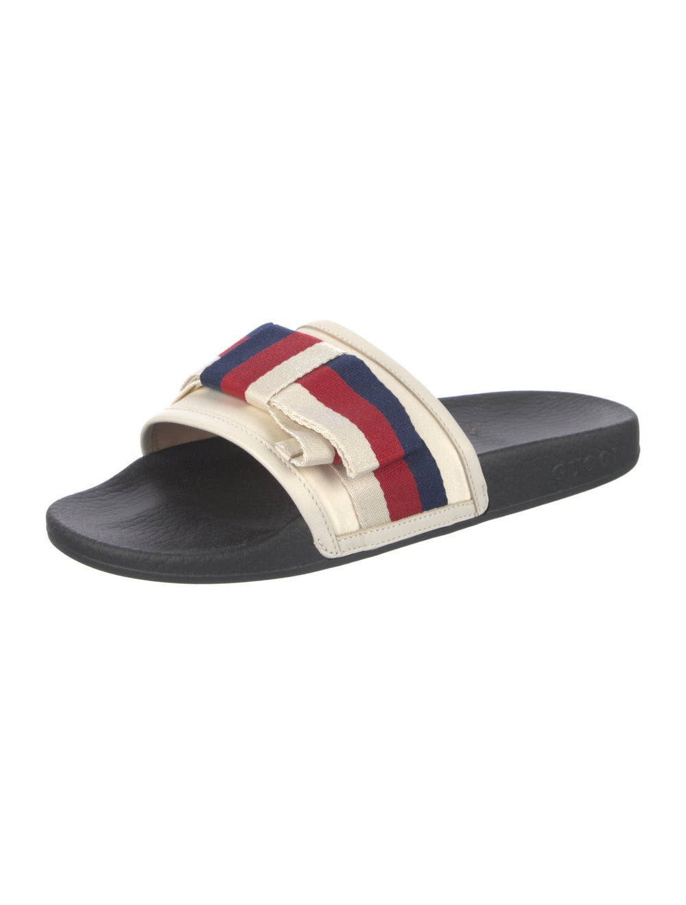 Gucci Canvas Slides Neutrals Sylvie Web Accent Le… - image 2