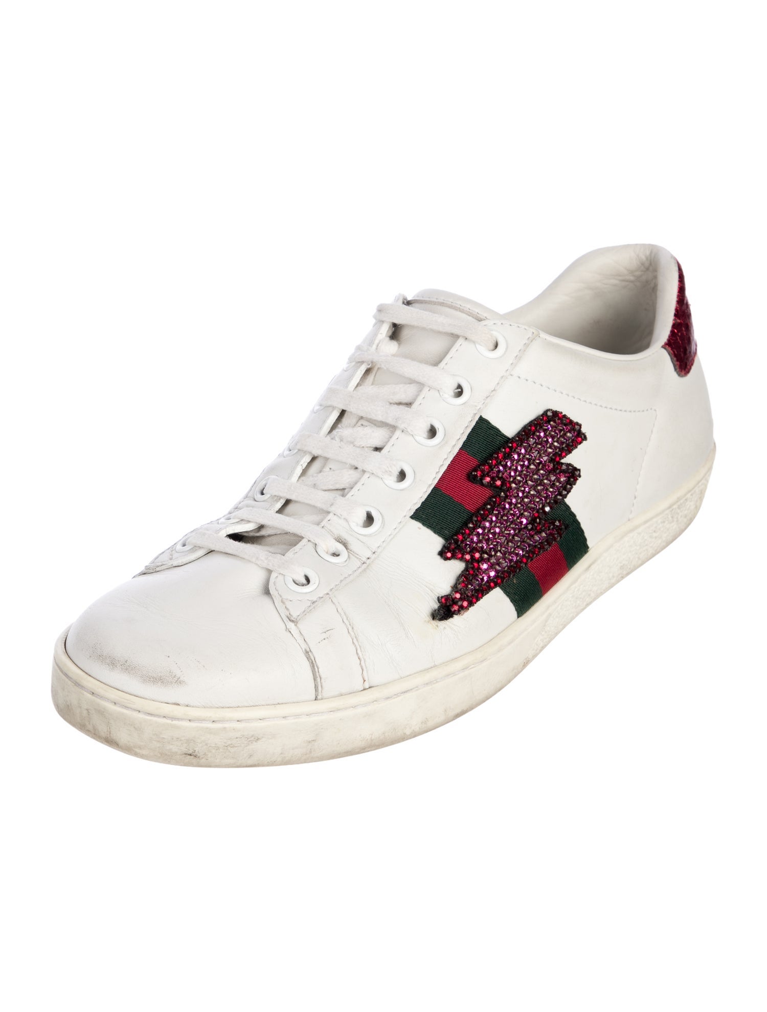 Gucci Web Accent Leather Sneakers
