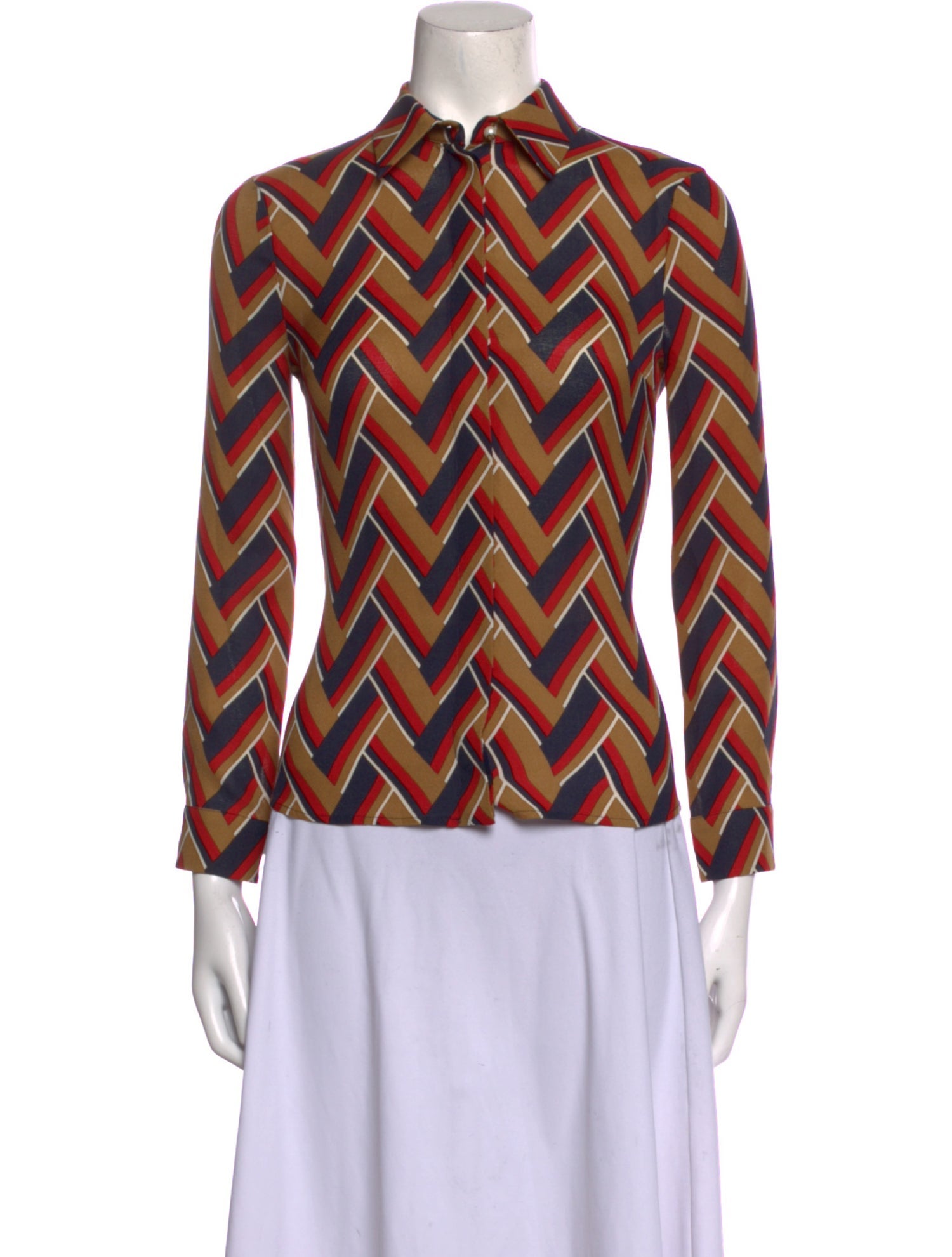 Gucci Silk Printed Button-Up Top