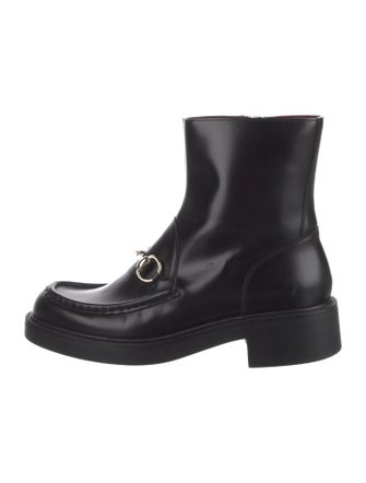 Gucci Horsebit Accent Leather Combat Boots