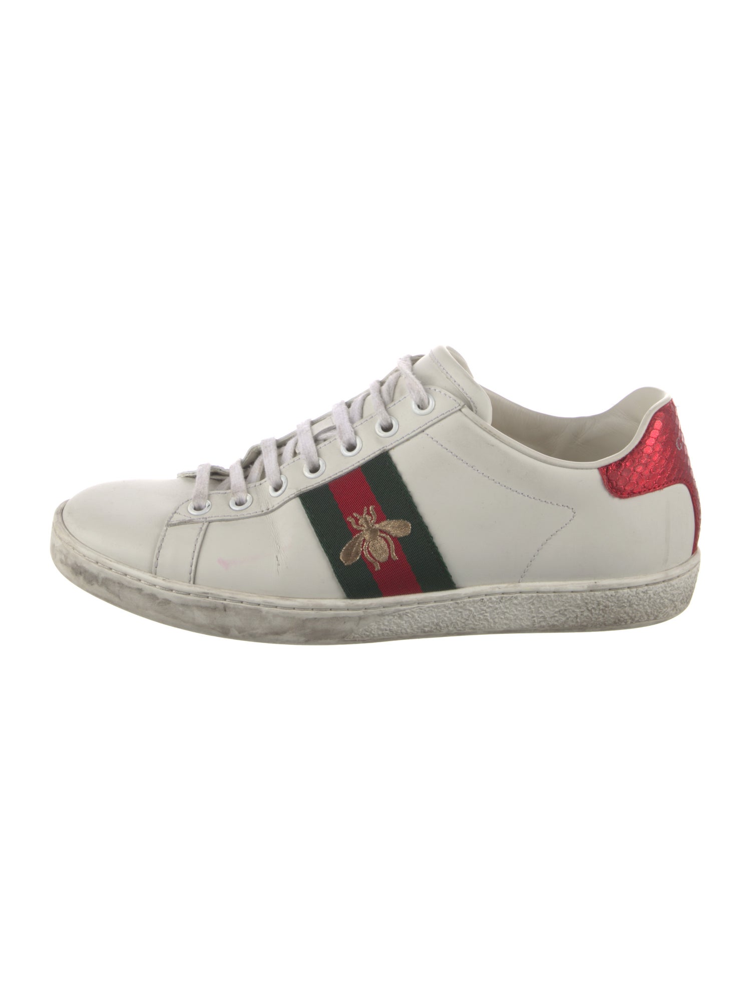 Gucci Web Accent Leather Sneakers