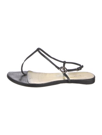Gucci Interlocking G Logo Leather T-Strap Sandals