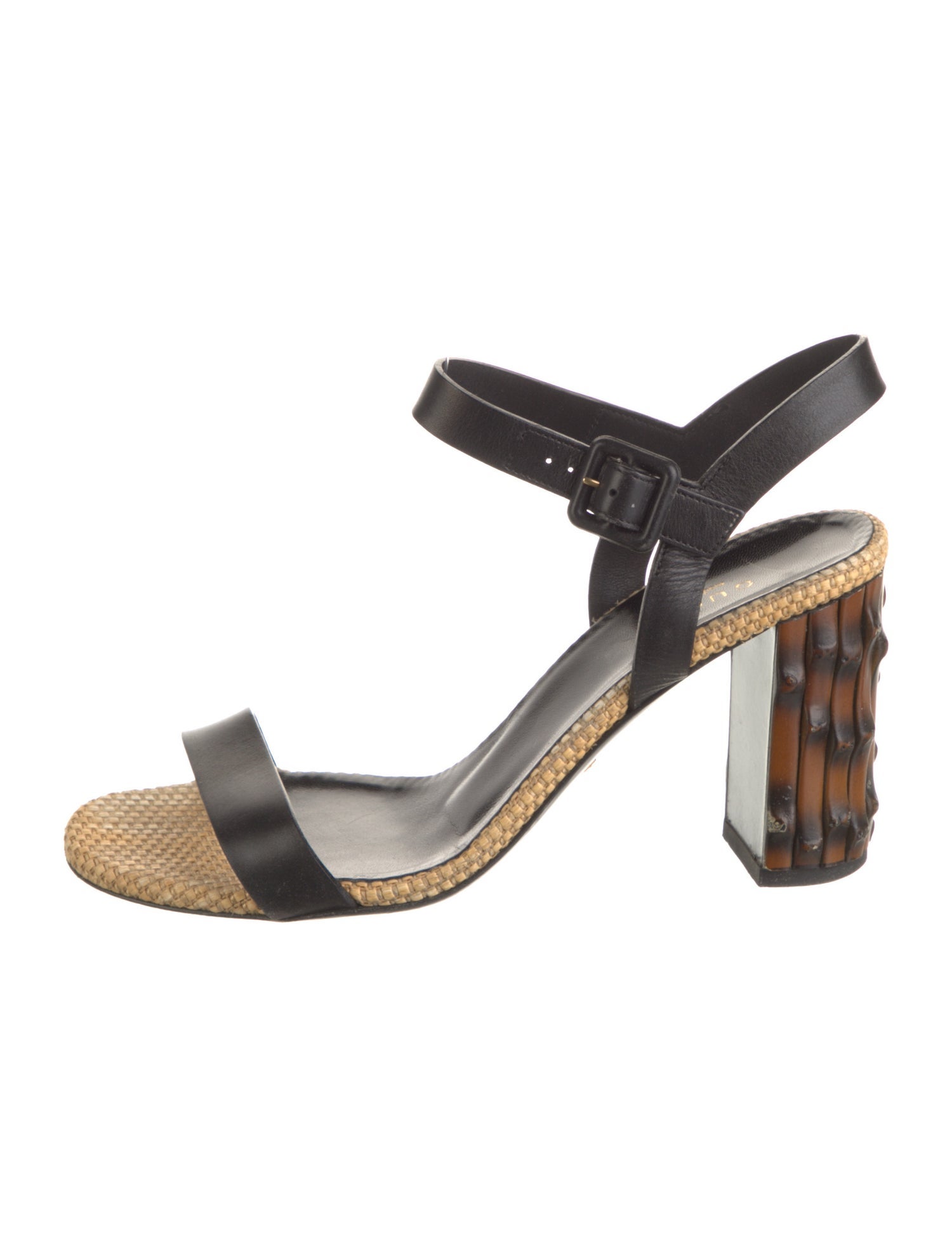 Gucci Bamboo Accent Leather Slingback Sandals