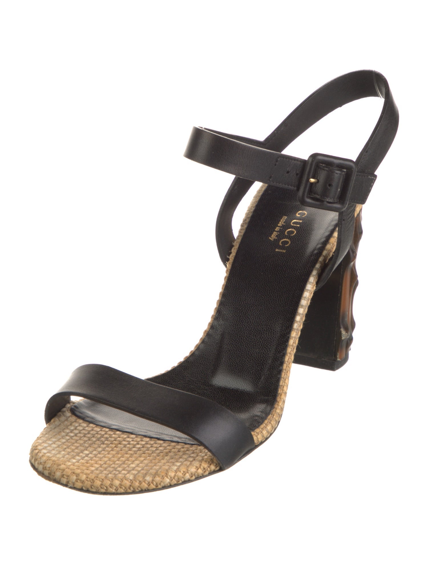 Gucci Bamboo Accent Leather Slingback Sandals