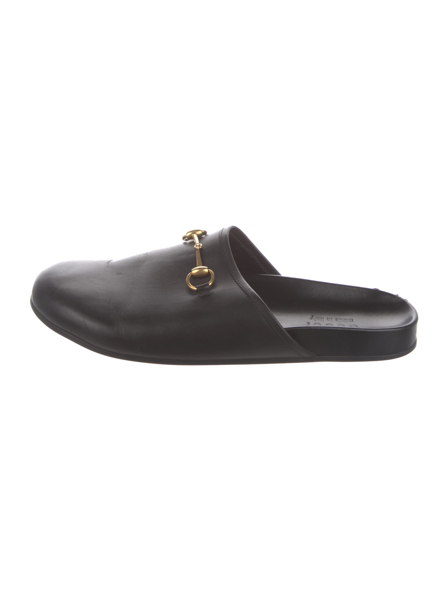 Gucci Horsebit Accent Leather Slippers