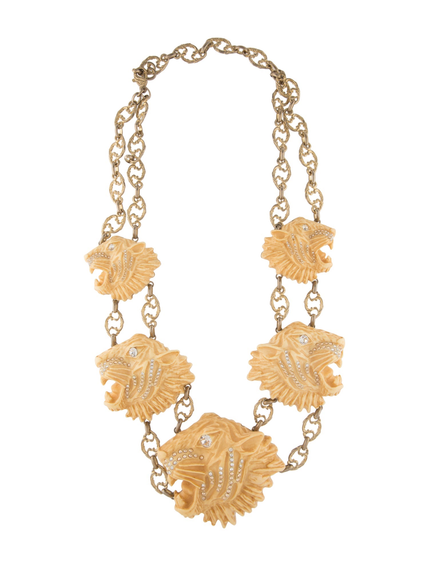 Gucci Resin & Crystal Tiger Head Collar Necklace
