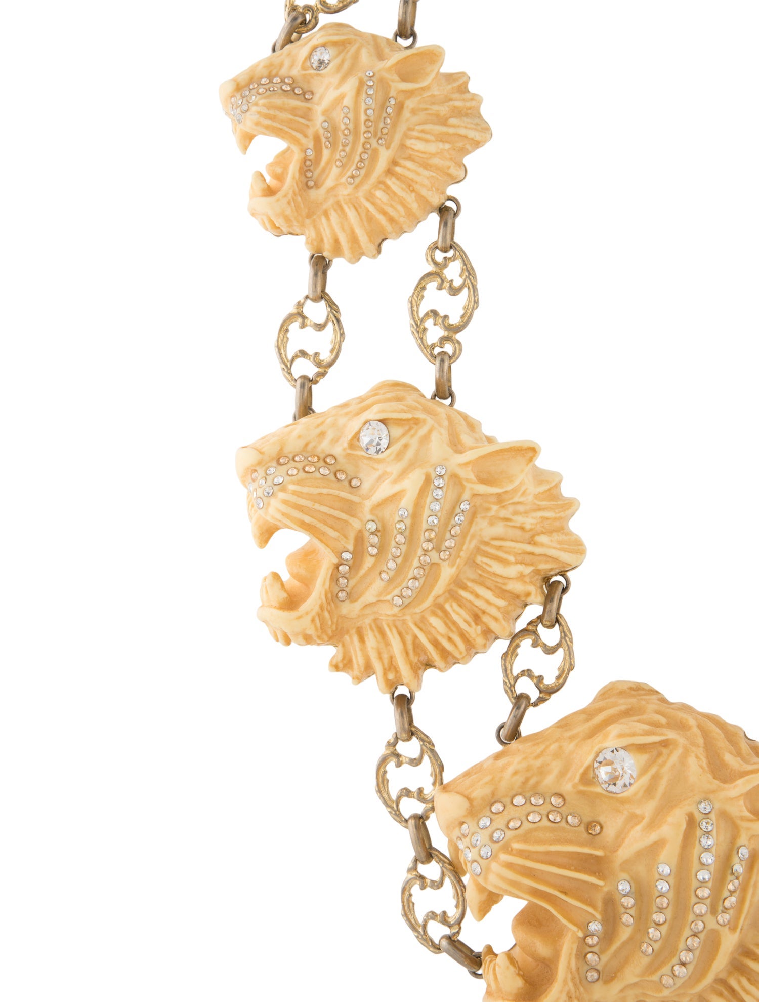 Gucci Resin & Crystal Tiger Head Collar Necklace