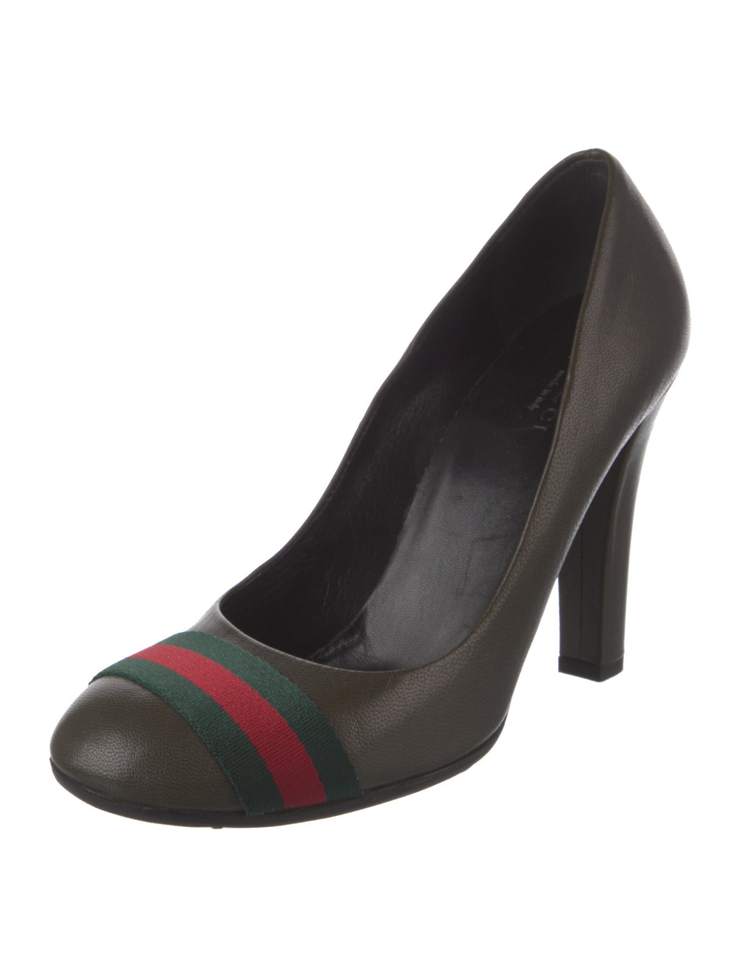 Gucci Web Accent Leather Pumps