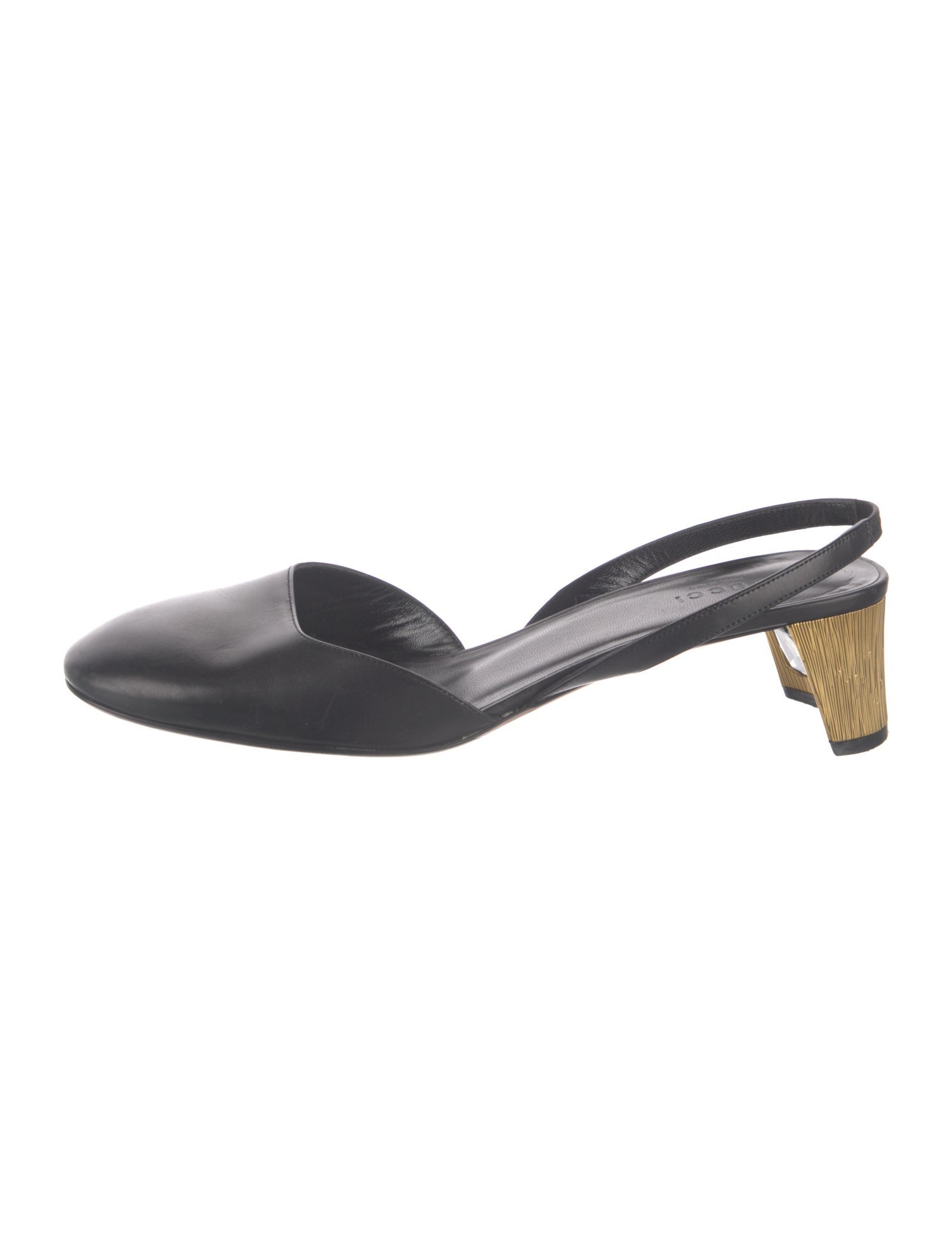 Gucci Leather Crystal Embellishments Slingback Pumps
