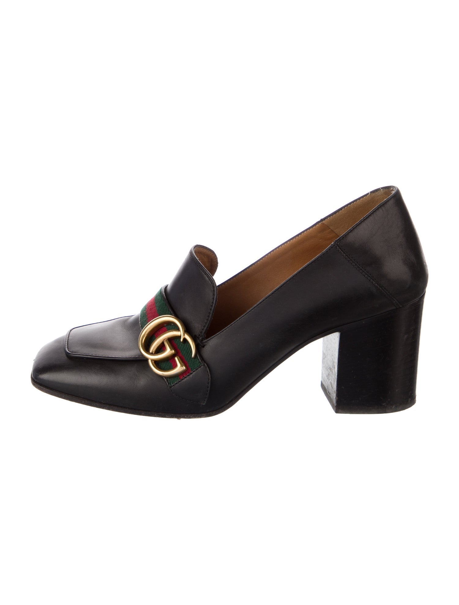Gucci Web Accent Leather Pumps