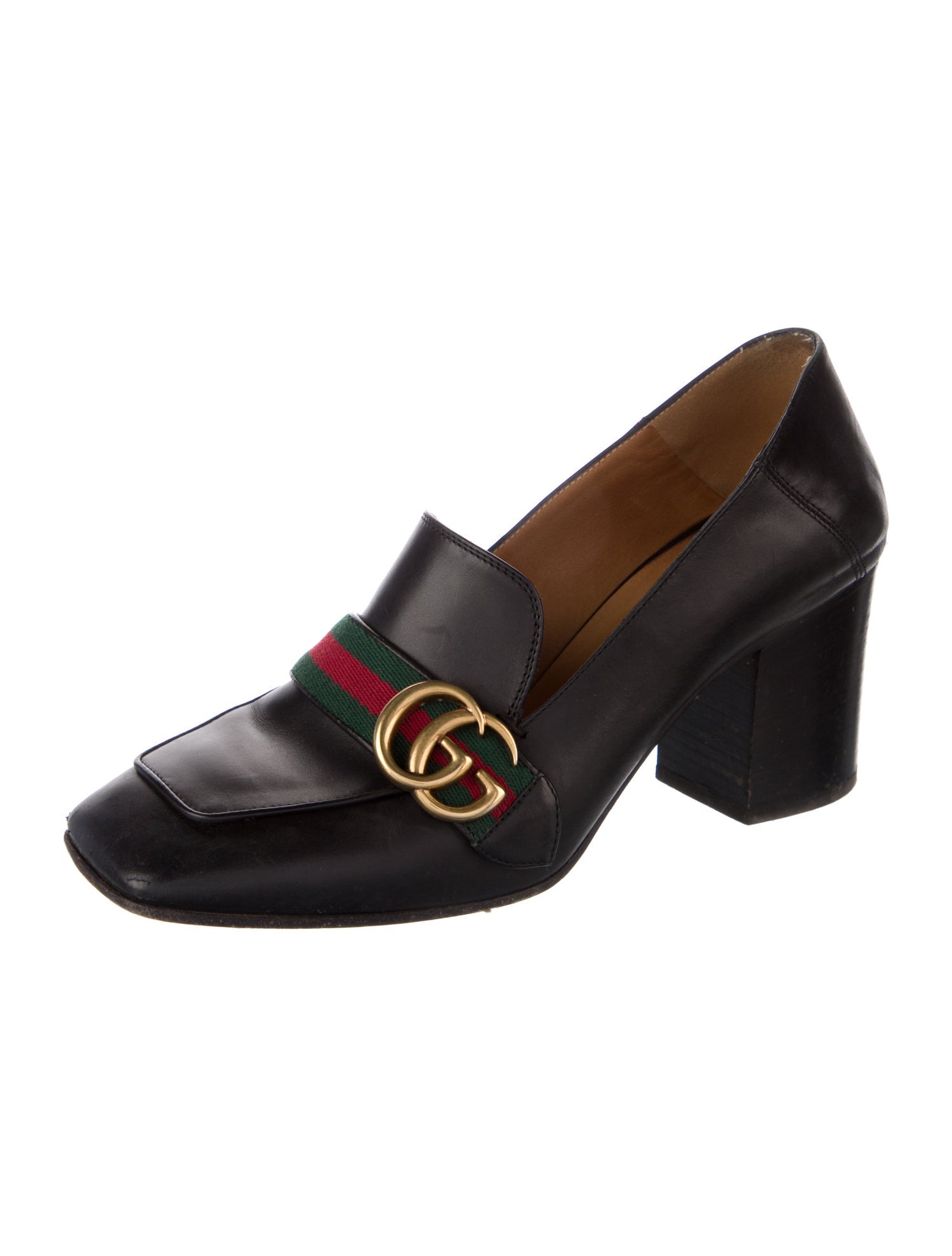 Gucci Web Accent Leather Pumps