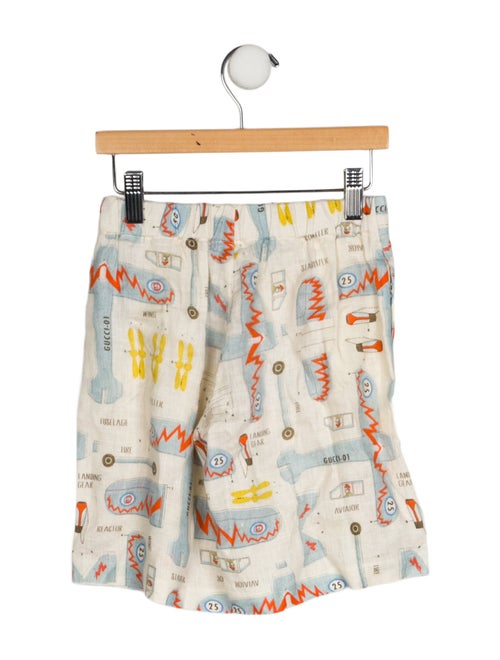 Gucci Boy's Flat Front Plane Pattern Shorts