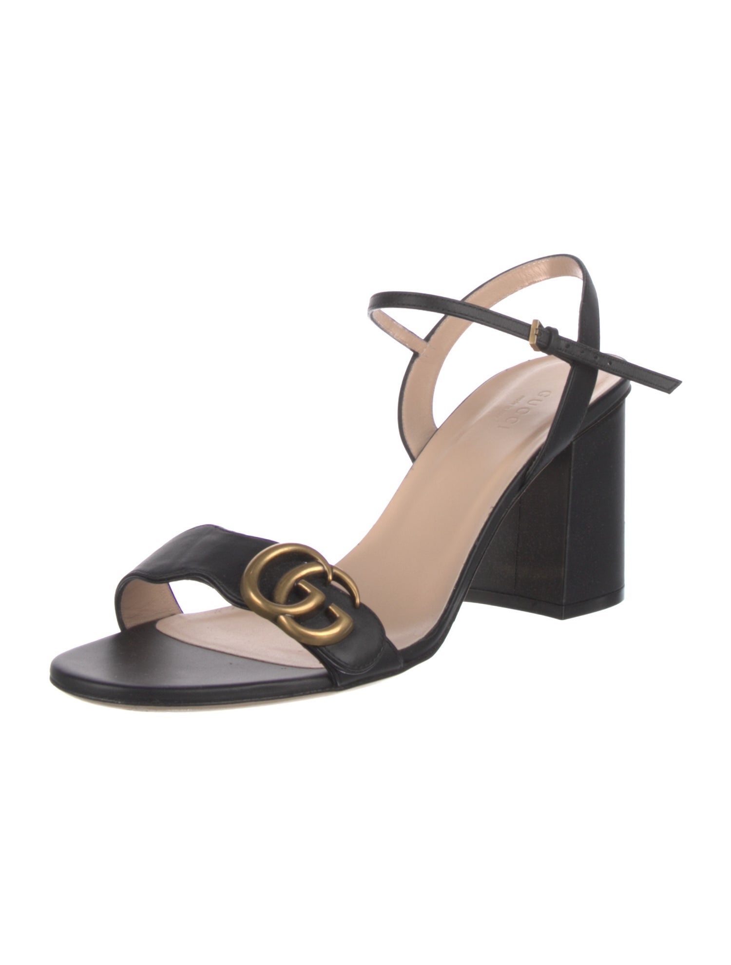 Gucci Double G Logo Leather Sandals