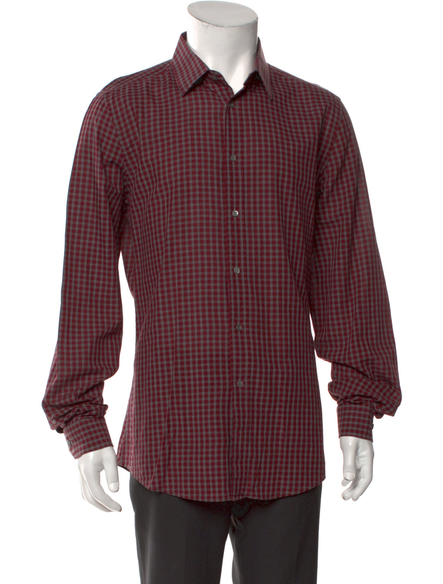 Gucci Plaid Print Long Sleeve Dress Shirt