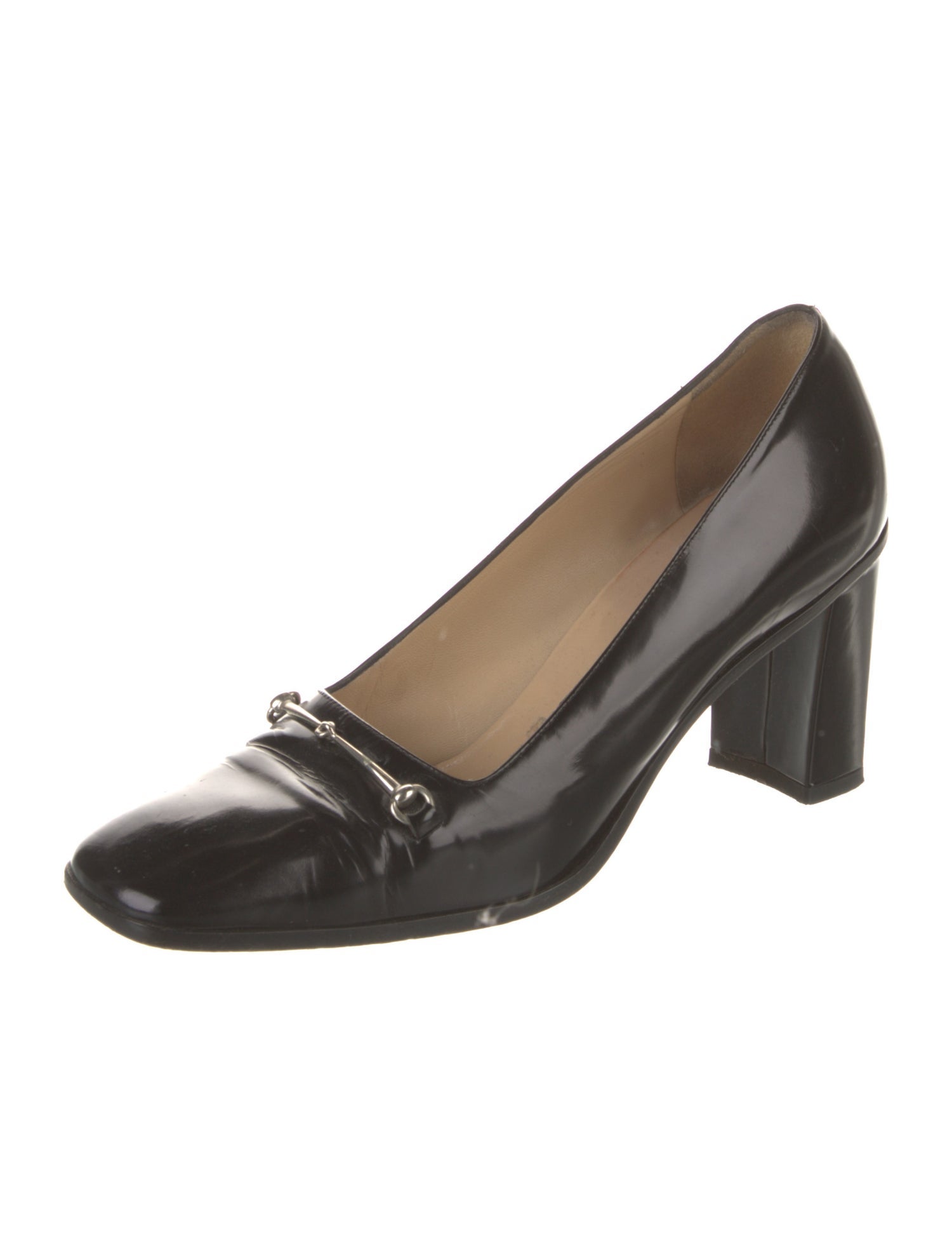 Gucci Horsebit Accent Patent Leather Pumps