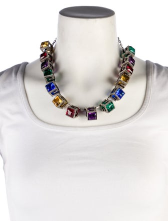 Gucci Synthetic Quartz & Multistone G Cube Cutout Collar Necklace