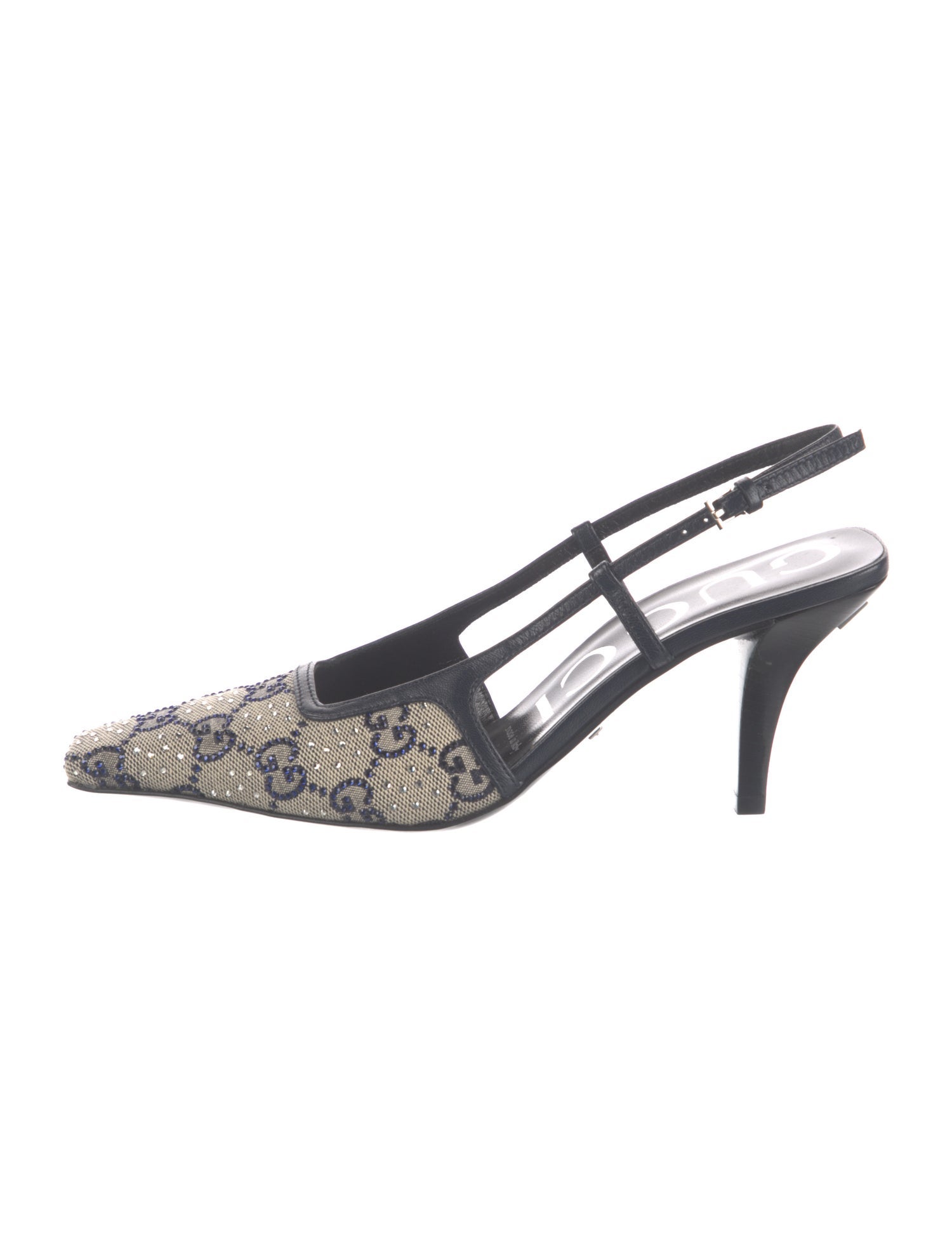 Gucci GG Crystal Canvas Slingback Pumps