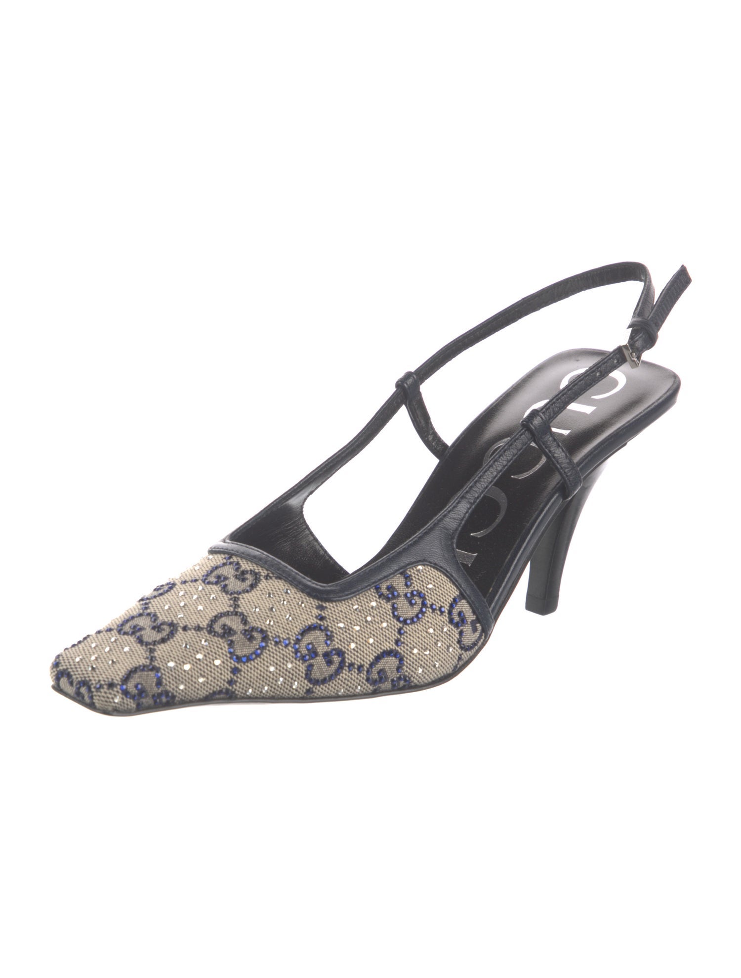 Gucci GG Crystal Canvas Slingback Pumps
