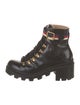 Gucci Sylvie Web Accent Leather Combat Boots