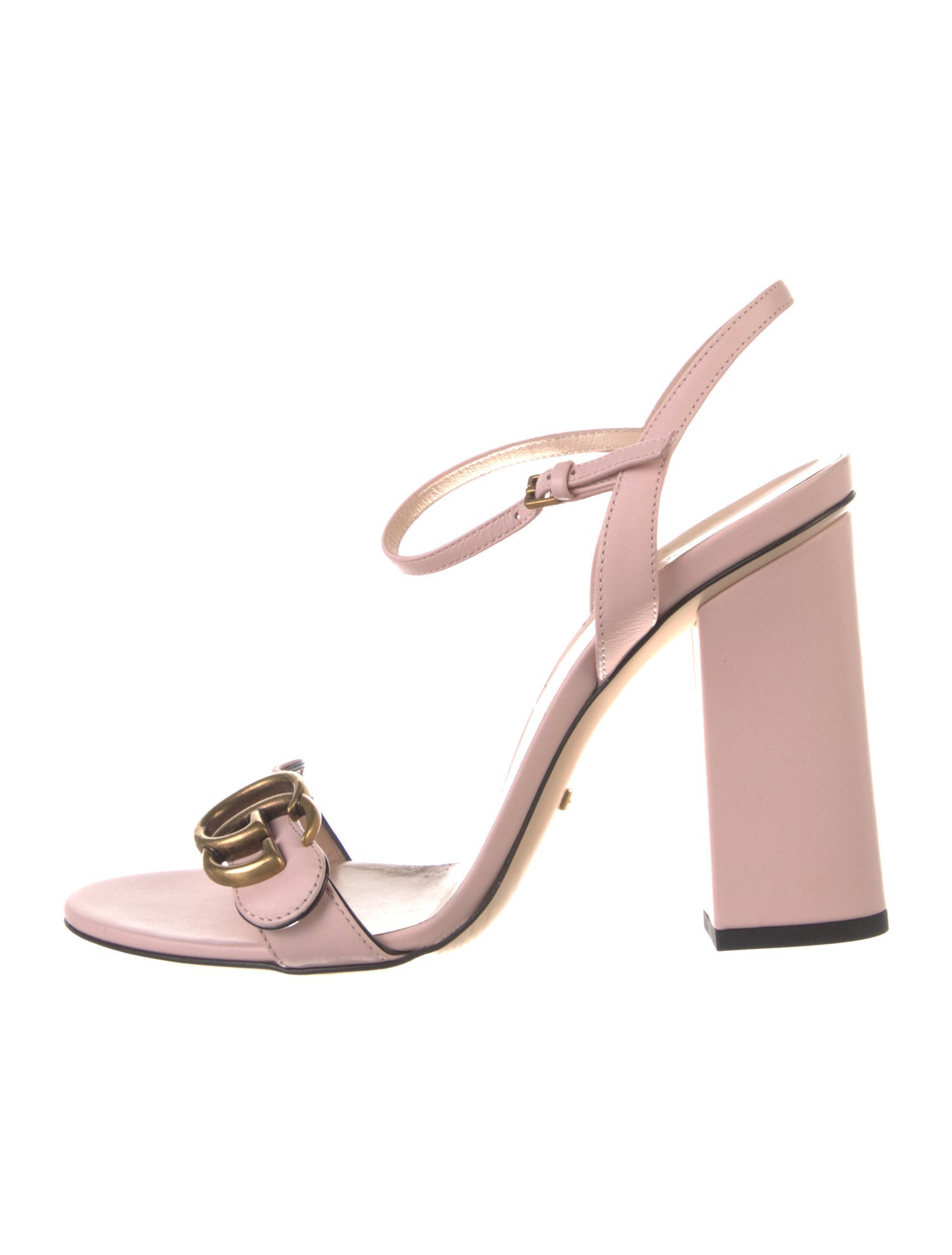 Gucci Double G Logo Leather Slingback Sandals