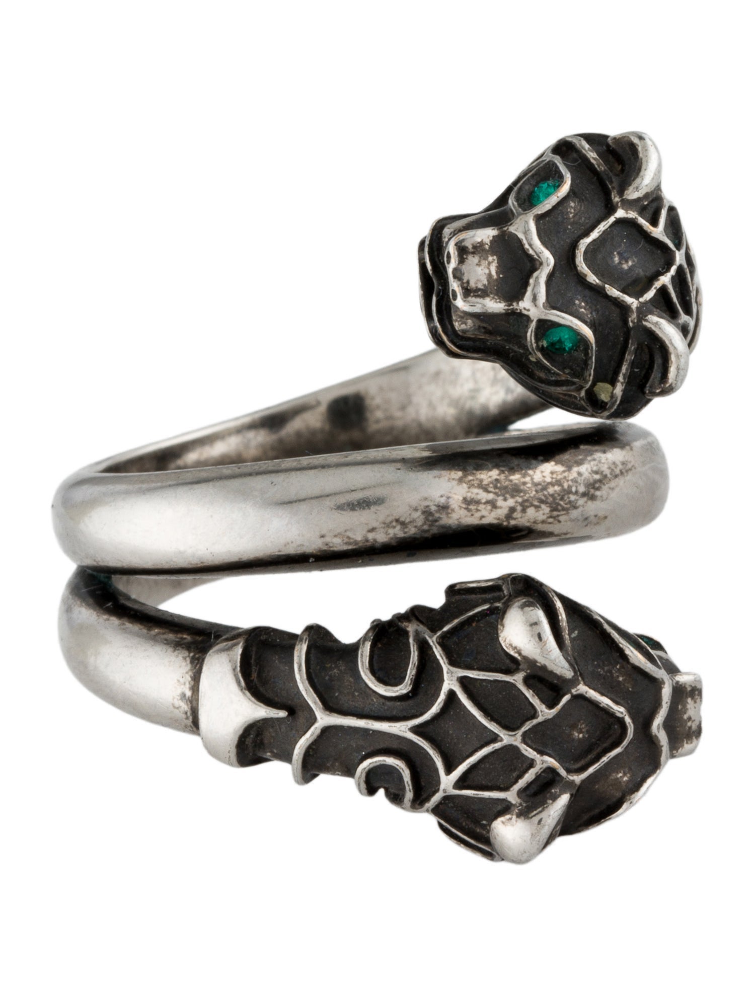 Gucci Crystal Double Tiger Head Cocktail Ring