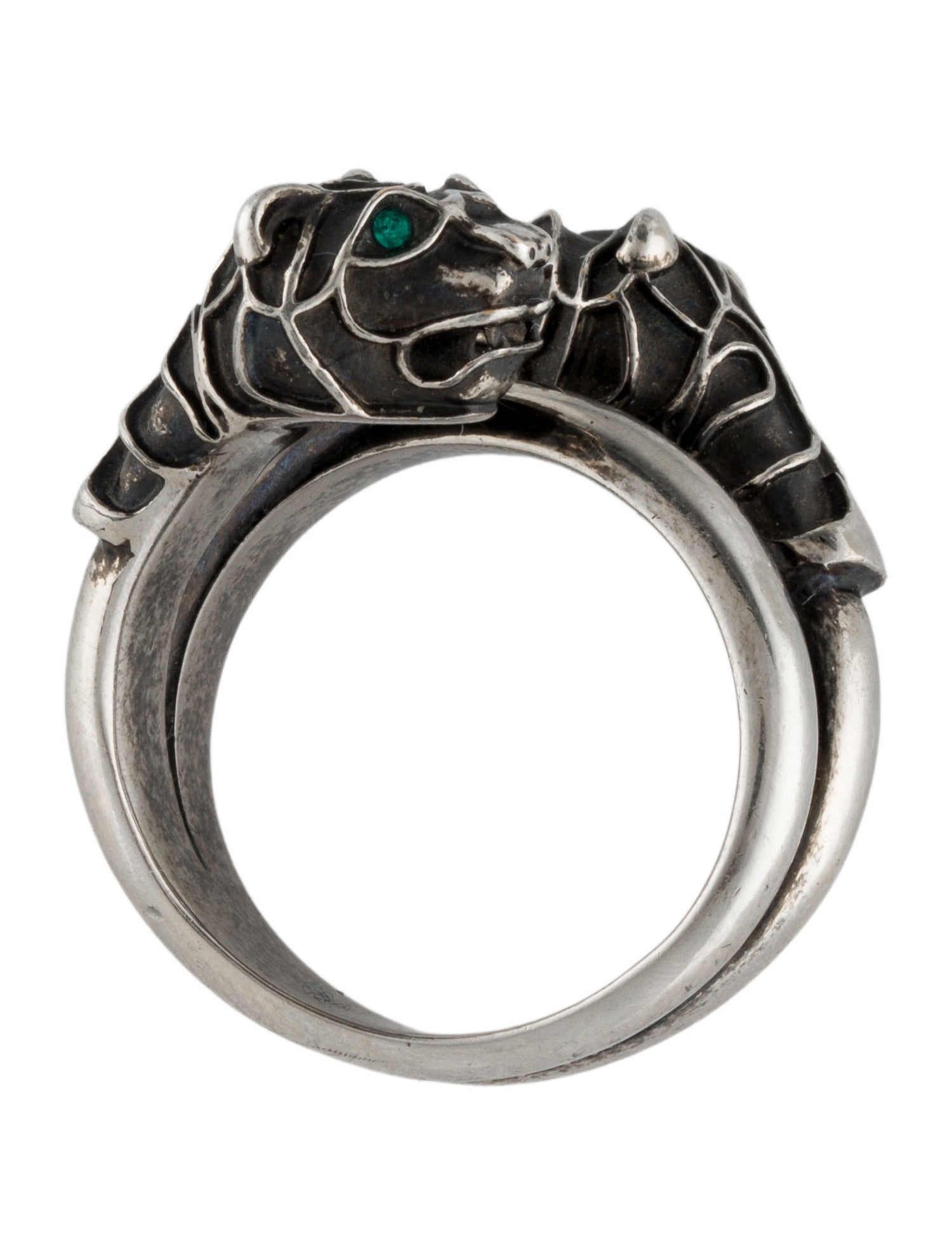 Gucci Crystal Double Tiger Head Cocktail Ring