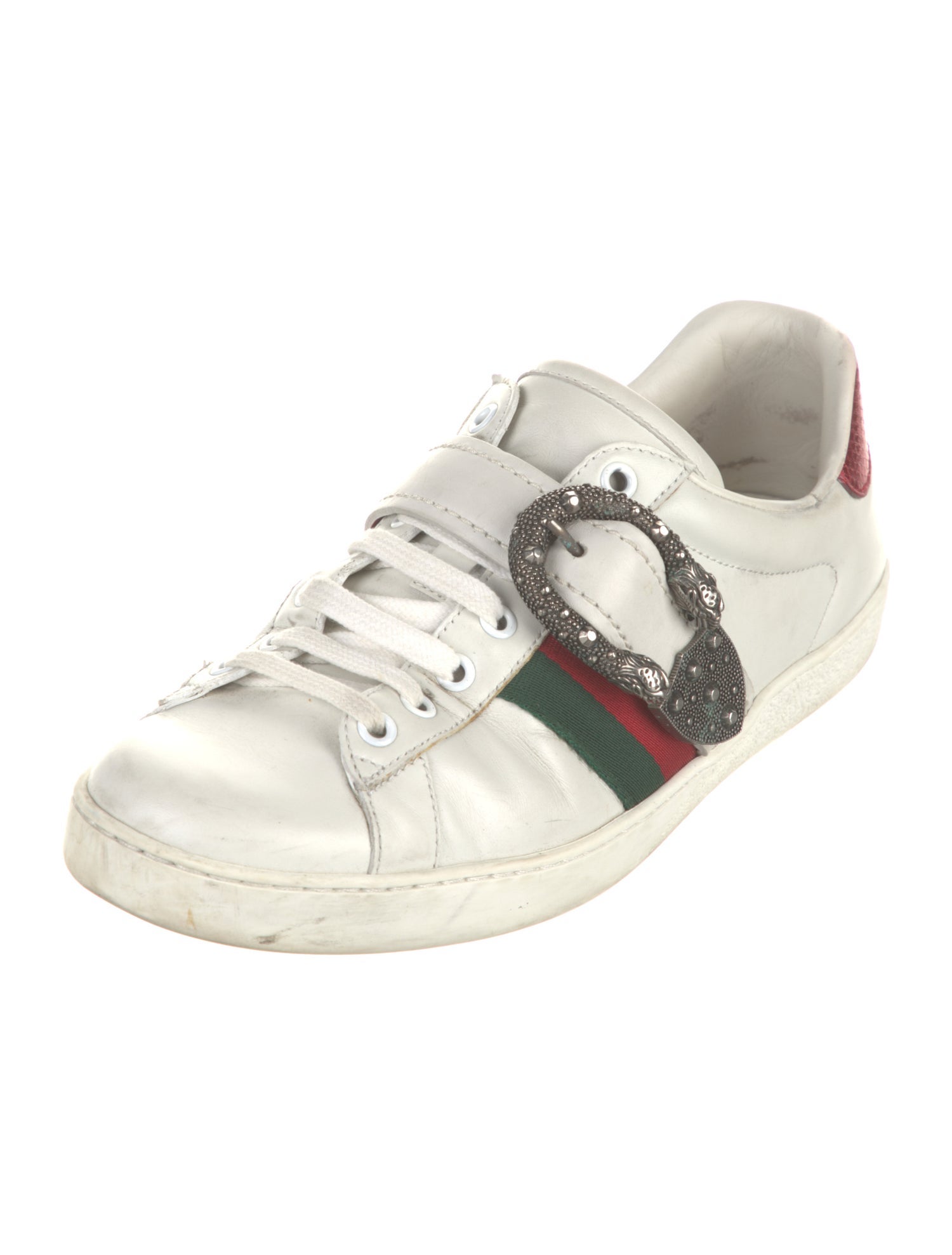 Gucci Web Accent Leather Sneakers