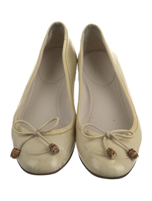 Gucci Leather Bow Accents Ballet Flats