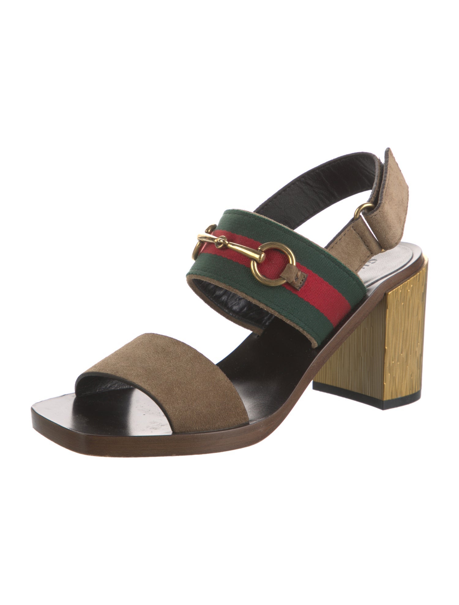 Gucci Web Accent Suede Slingback Sandals