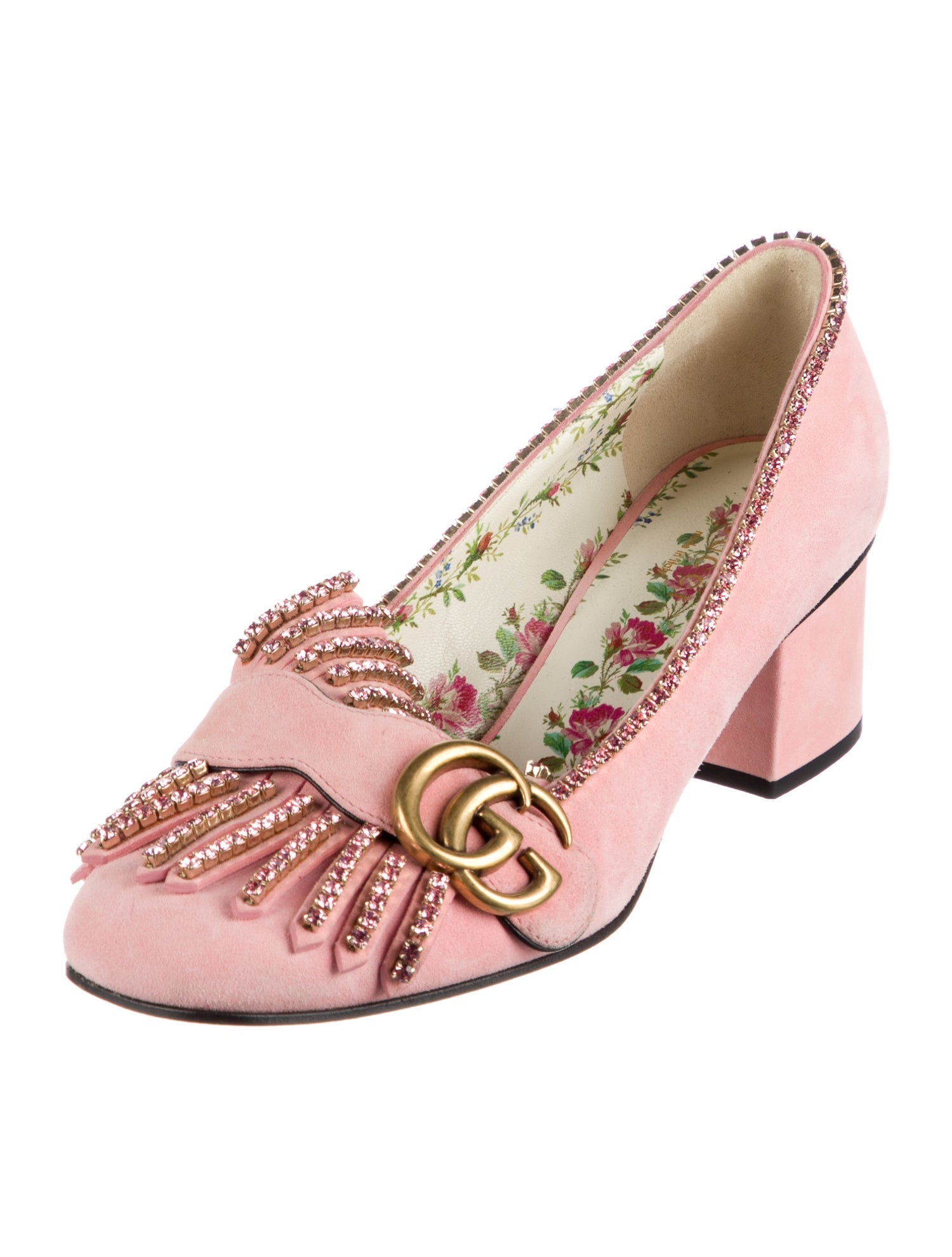 Gucci Double G Logo Suede Pumps