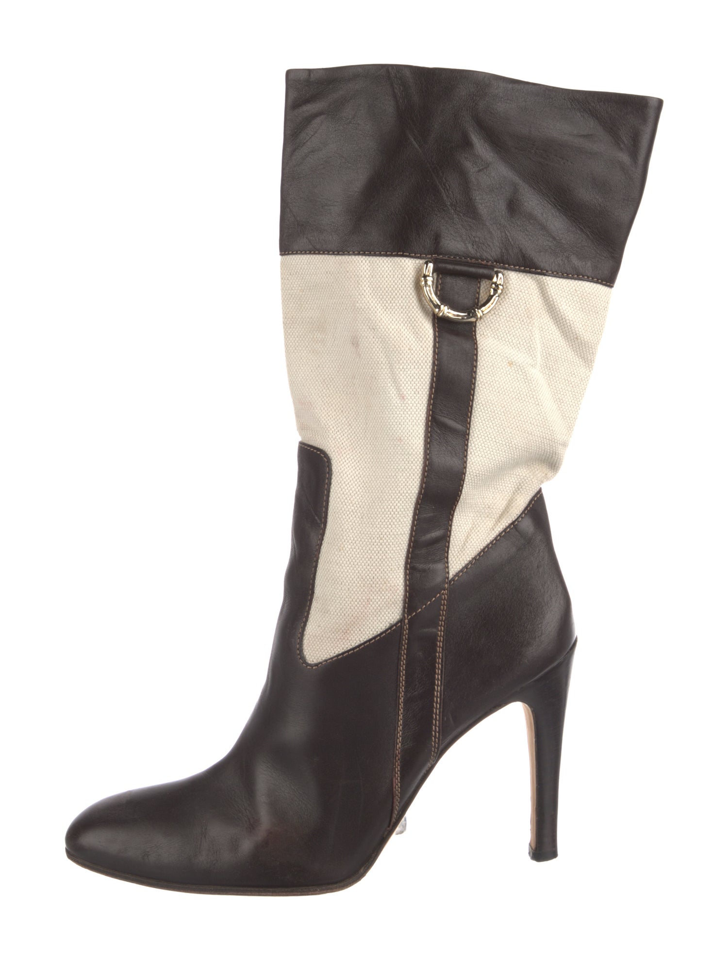 Gucci Bamboo Accent Leather Boots