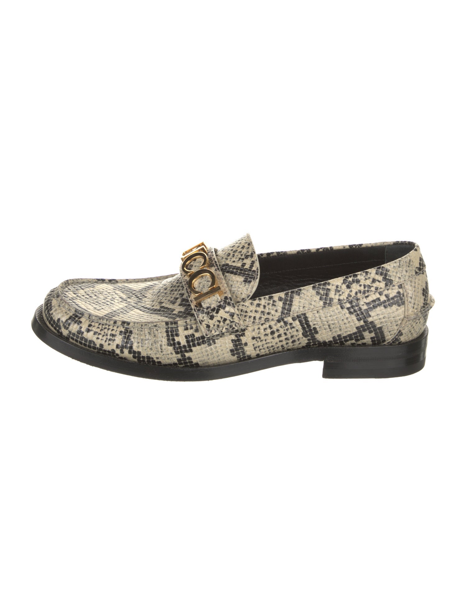 Gucci Leather Animal Print Loafers