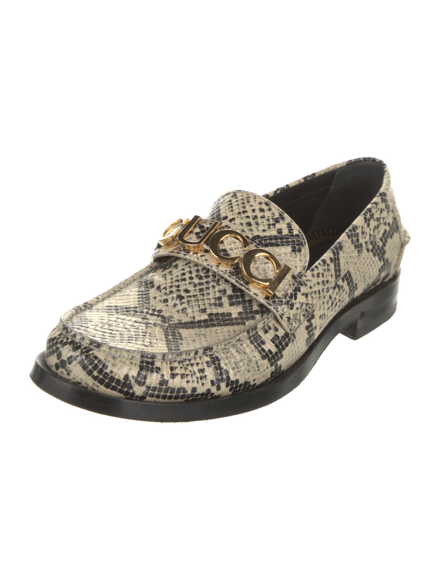 Gucci Leather Animal Print Loafers