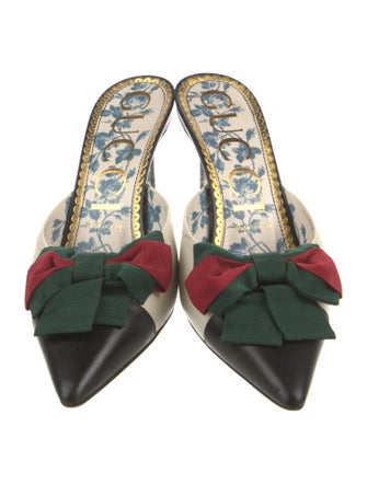 Gucci Sylvie Web Accent Leather Mules