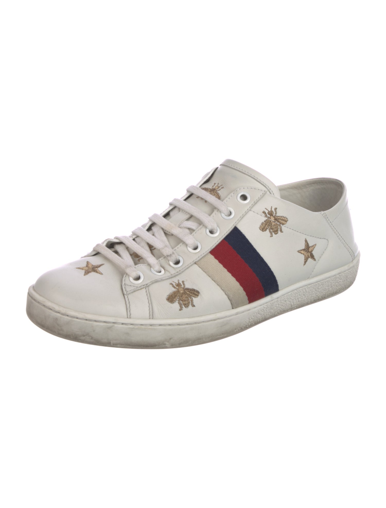 Gucci Web Accent Leather Sneakers