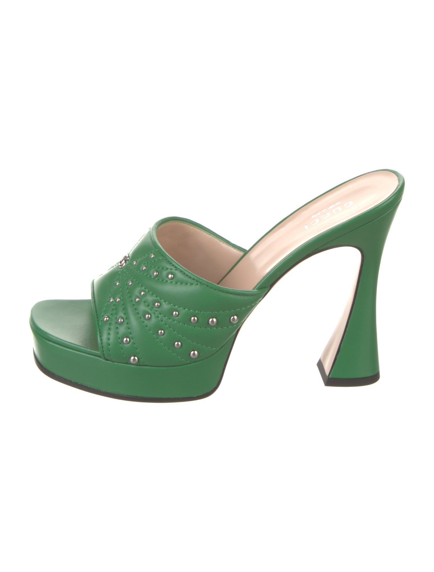 Gucci Double G Logo Leather Slides