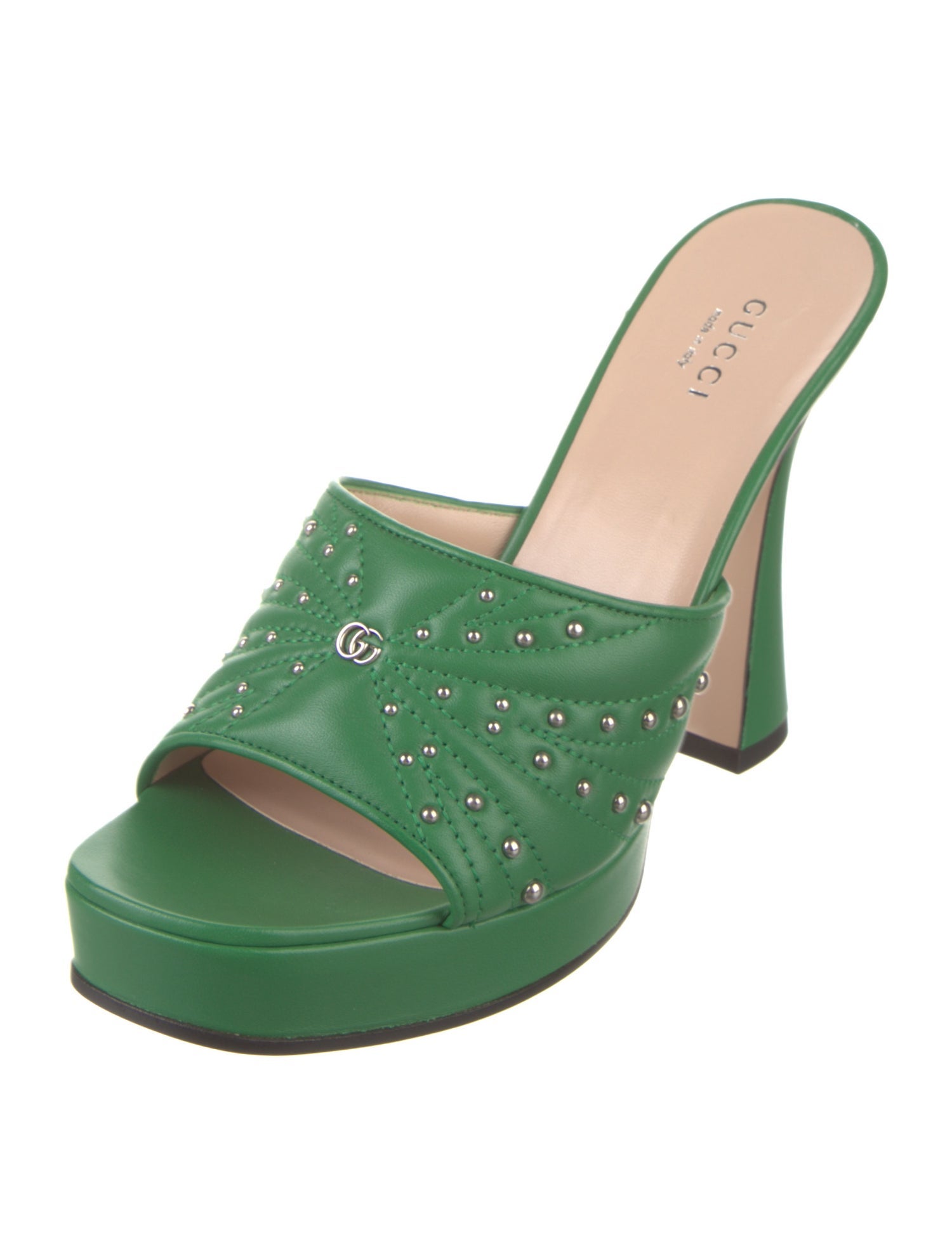 Gucci Double G Logo Leather Slides