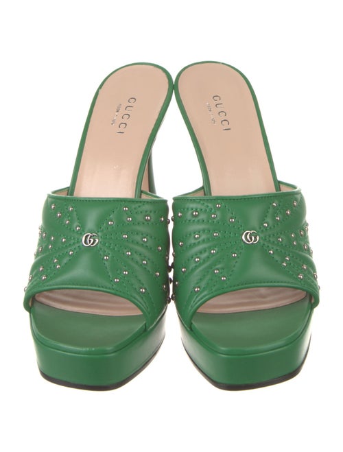 Gucci Double G Logo Leather Slides